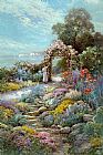 Alfred De Breanski Famous Paintings - A Rock Garden